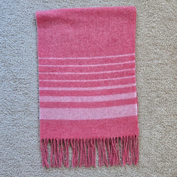 NWOT Pink Striped Lambswool Scarf - Picture 5 of 5